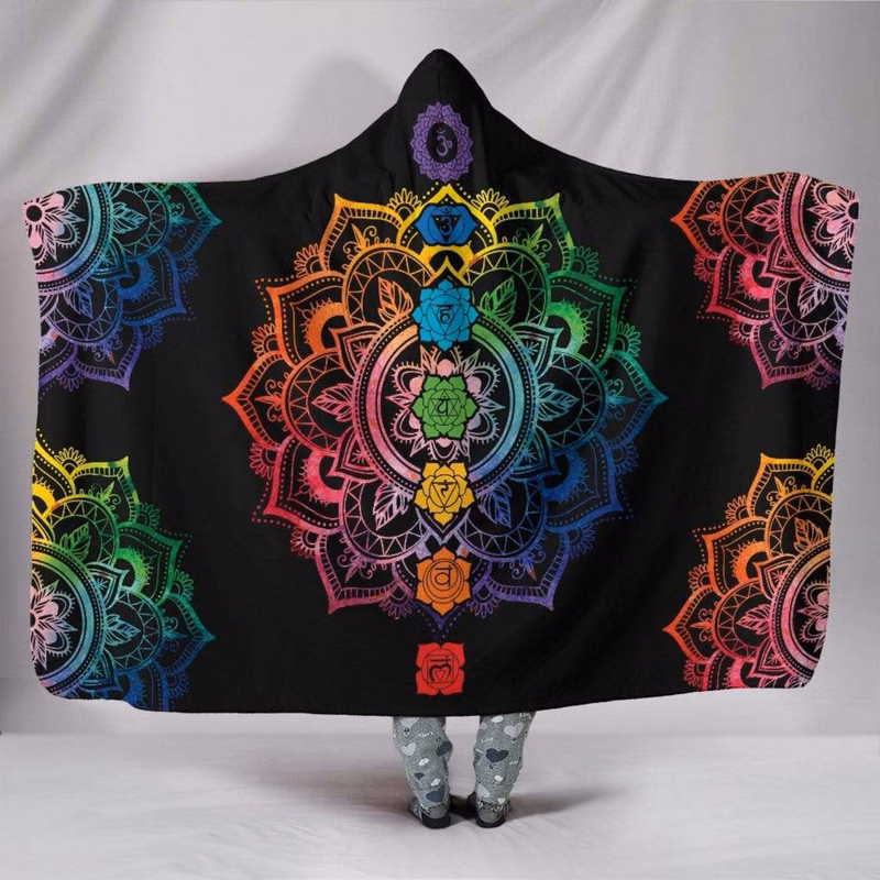 50" x 80" Hooded Sherpa Crystal Velvet Sublimation Cloak Blanket