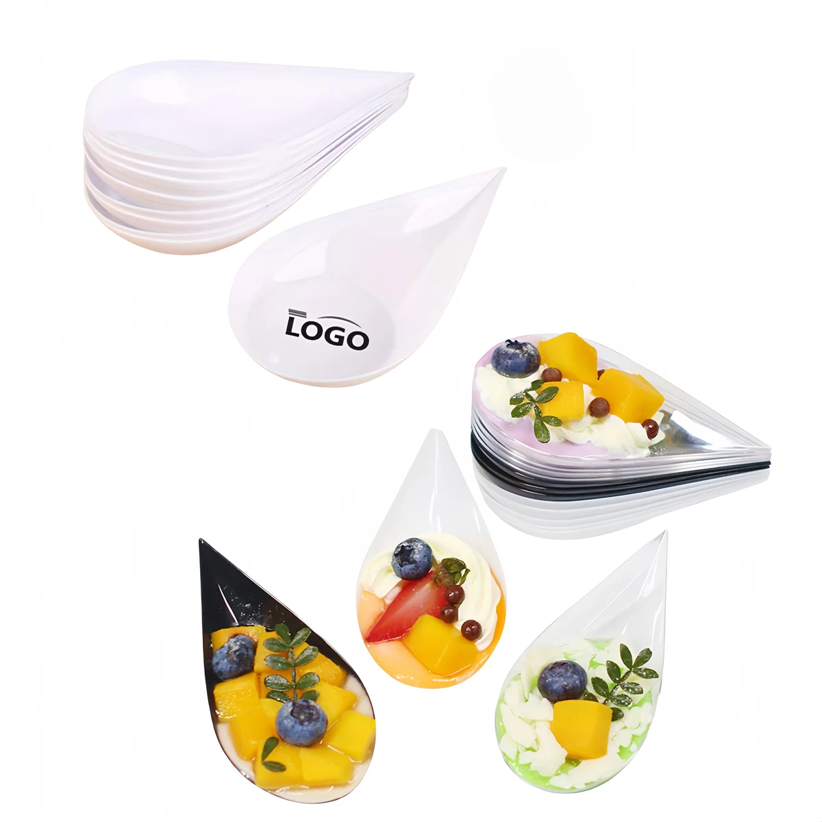Eco-Friendly Disposable Spoon-Shaped Tasting Sugarcane Plates For Sushi 1