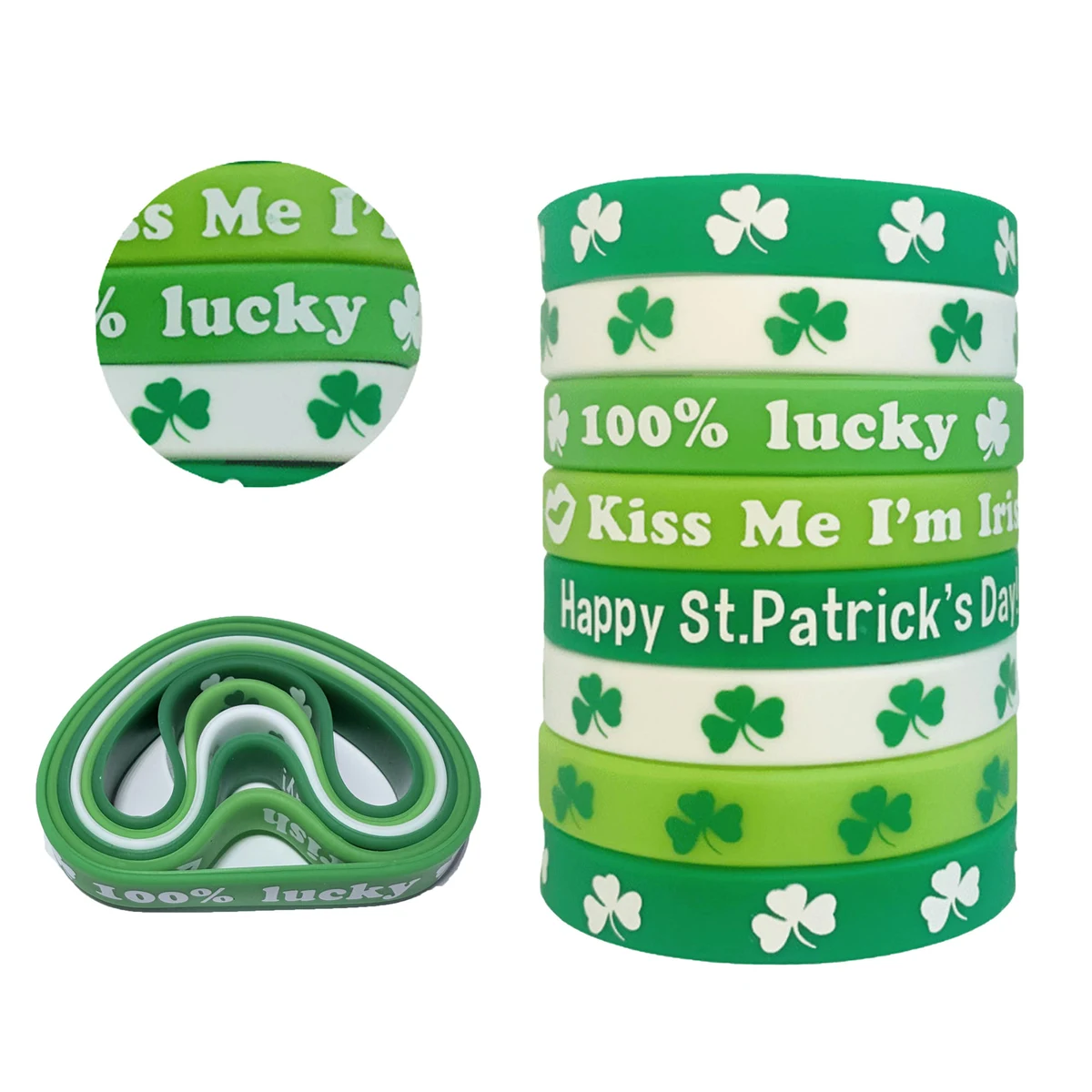 Lucky Shamrock Silicone Wristband Collection (6 Wristbands) 1