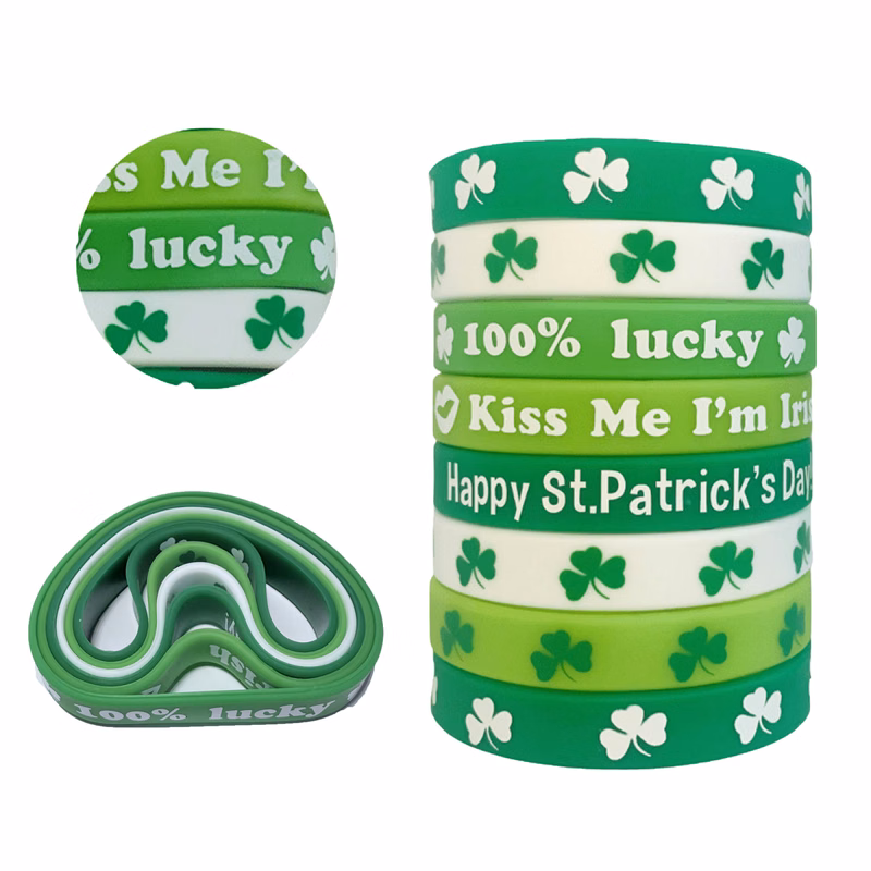 Lucky Shamrock Silicone Wristband Collection (6 Wristbands)