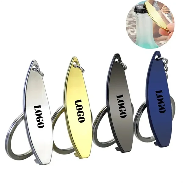 Custom Metal Surfboard Bottle Opener Keychain — Full-Color Beer & Beverage Promo 1