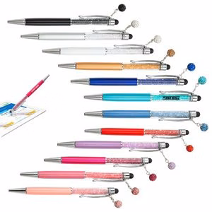 Chained Diamond Ball Metal Pen With Stylus
