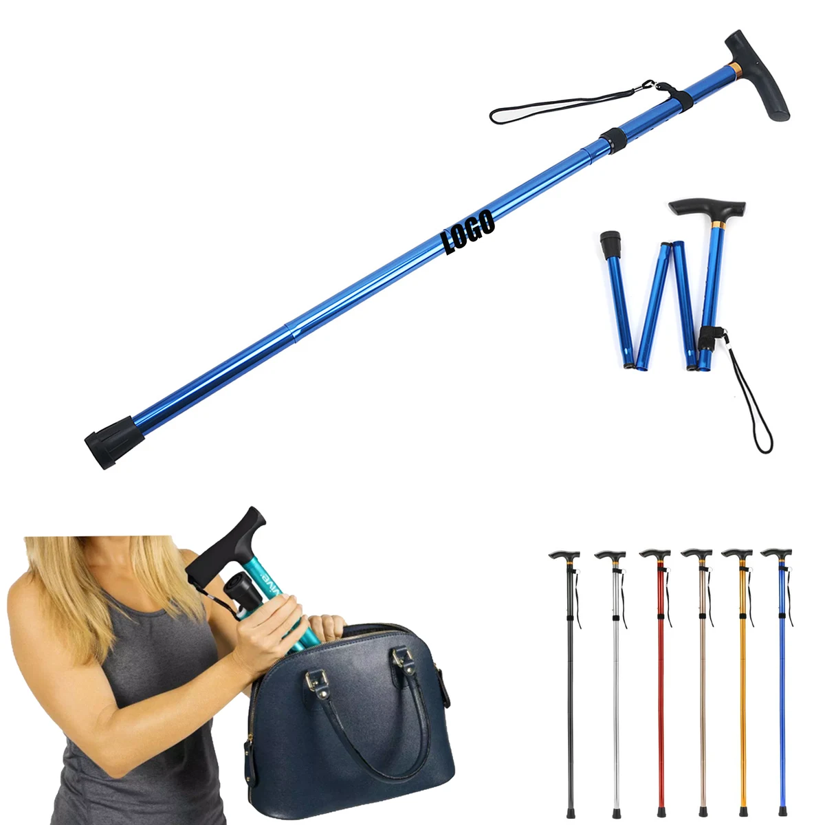 Collapsible Walking Cane with Wrist Strap 1