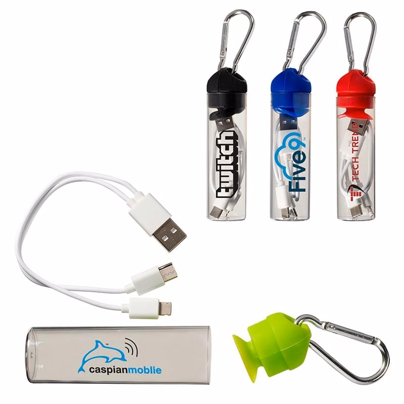 3-in-1 Charger Cable in Carabiner Storage Tube