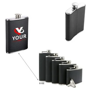 PU Leather 8oz Stainless Steel Flask With Tightly Sealed Cap 1