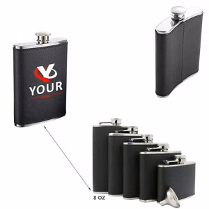 PU Leather 8oz Stainless Steel Flask With Tightly Sealed Cap