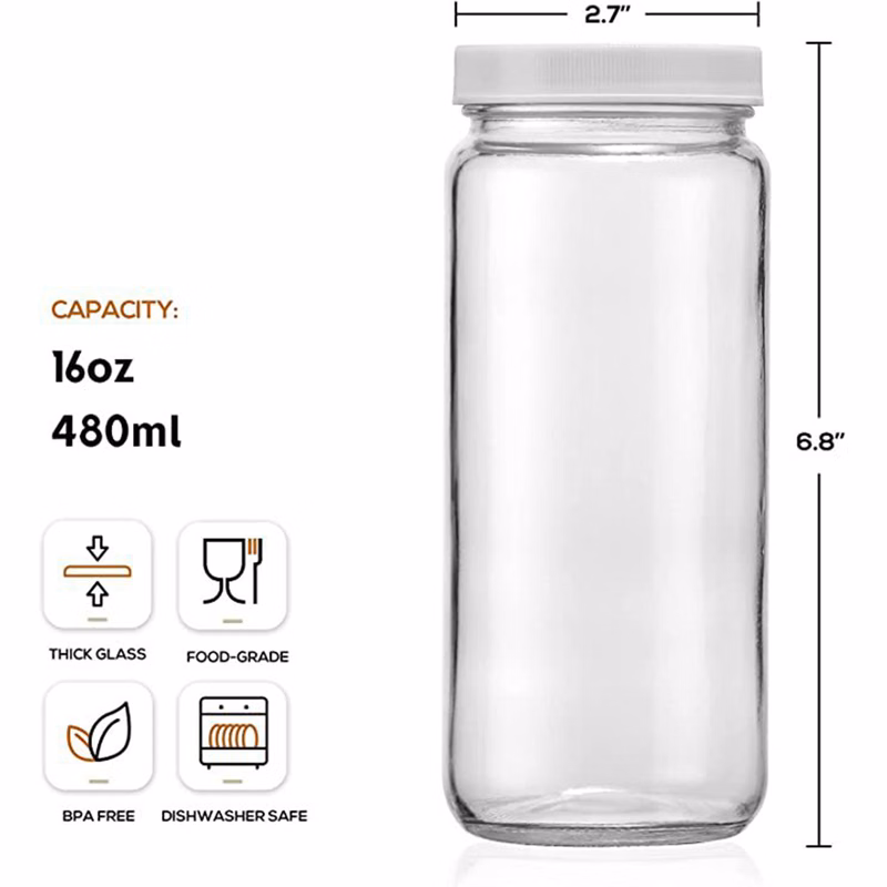 16 Oz Clear Glass Water Bottle