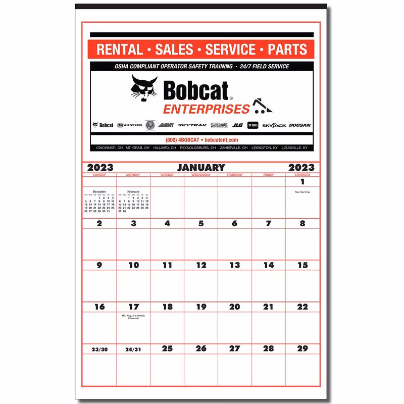 Poster Size Contractor's 12 Sheet Wall Calendar