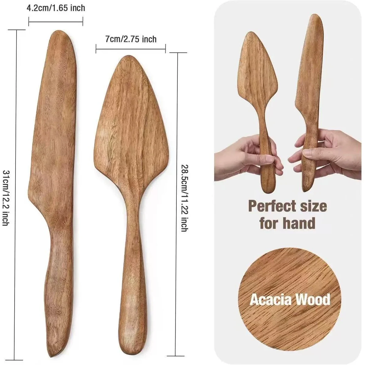 2 Piece Wood Cake&Pizza Cut Spatula Set 1