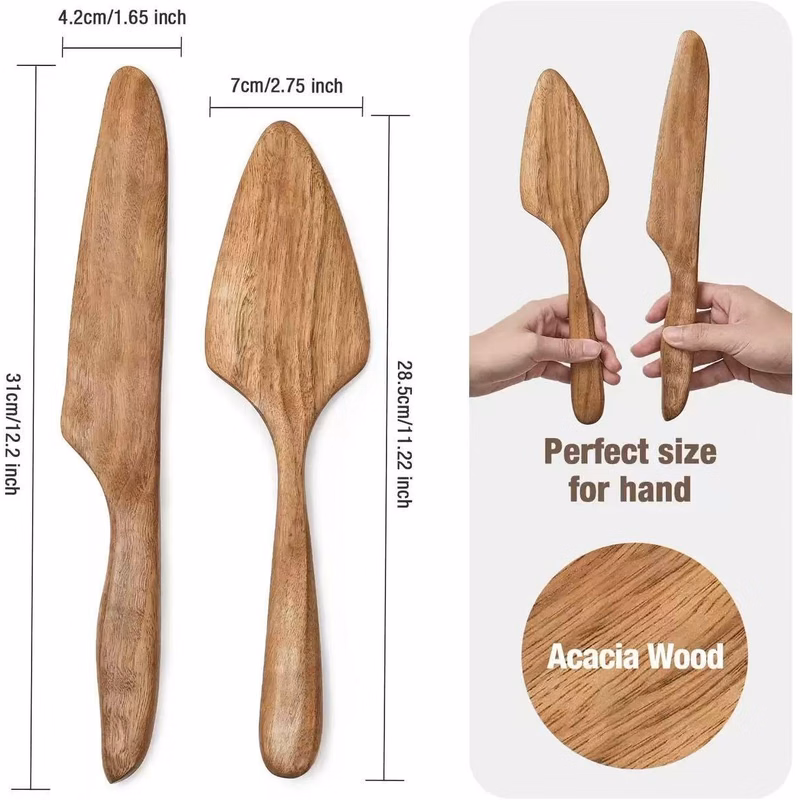 2 Piece Wood Cake&Pizza Cut Spatula Set