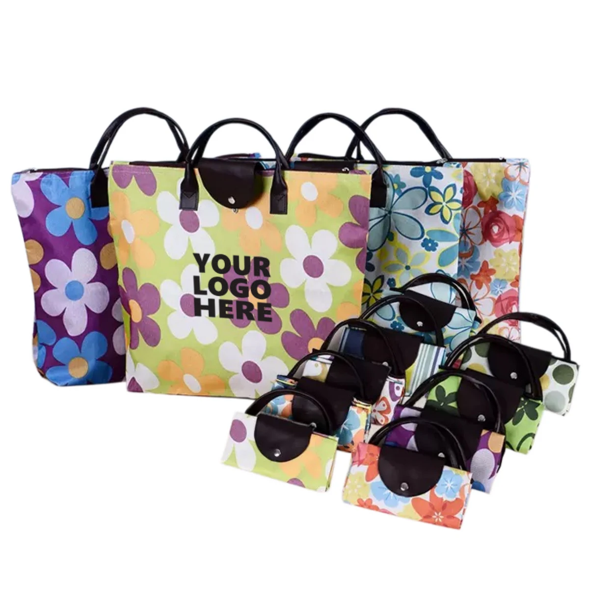 Foldable 5 Compartment Shopping Tote Bag, custom tote bag with logo imprint 1
