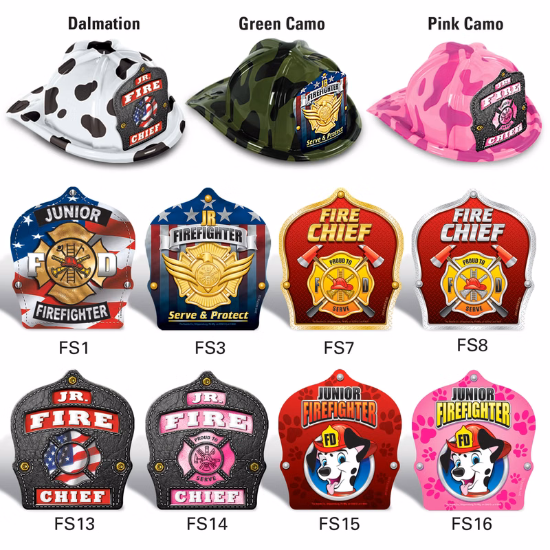 Plastic "Camo" Fire Hats w/ Stock Paper Shields