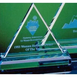 6" Clear Crystal Triangle with Base 1