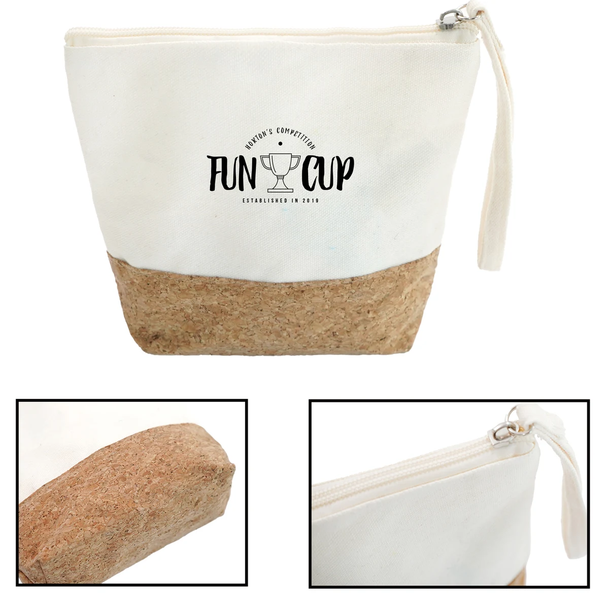 Portable Cork Canvas Cosmetic Zipper Bag 1