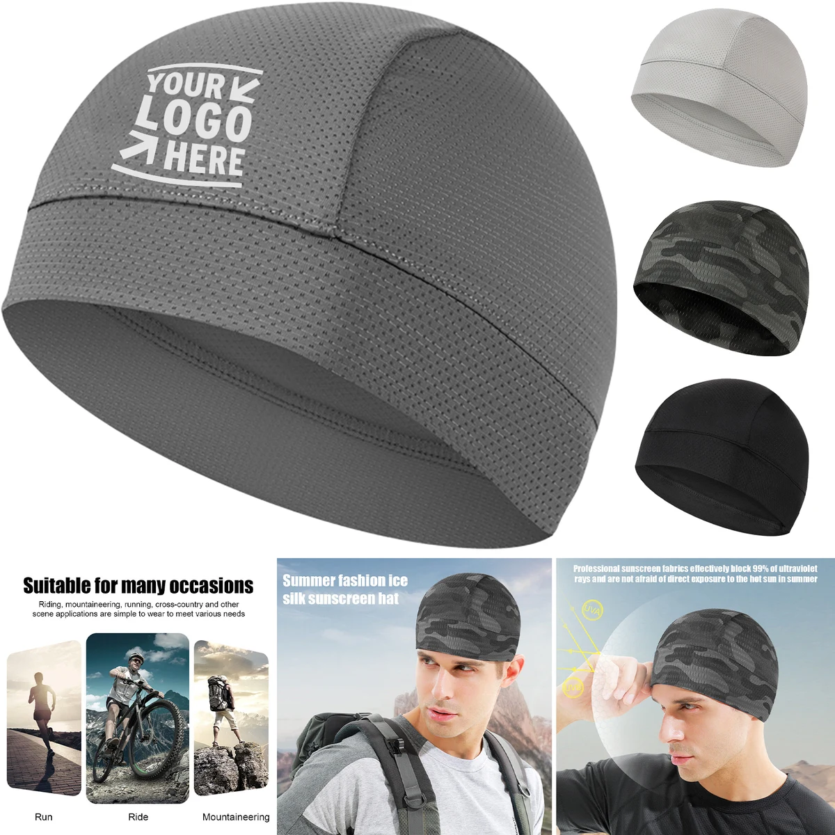 Ice Silk Quick Drying Bike Helmet Lining Beanie Cap 1