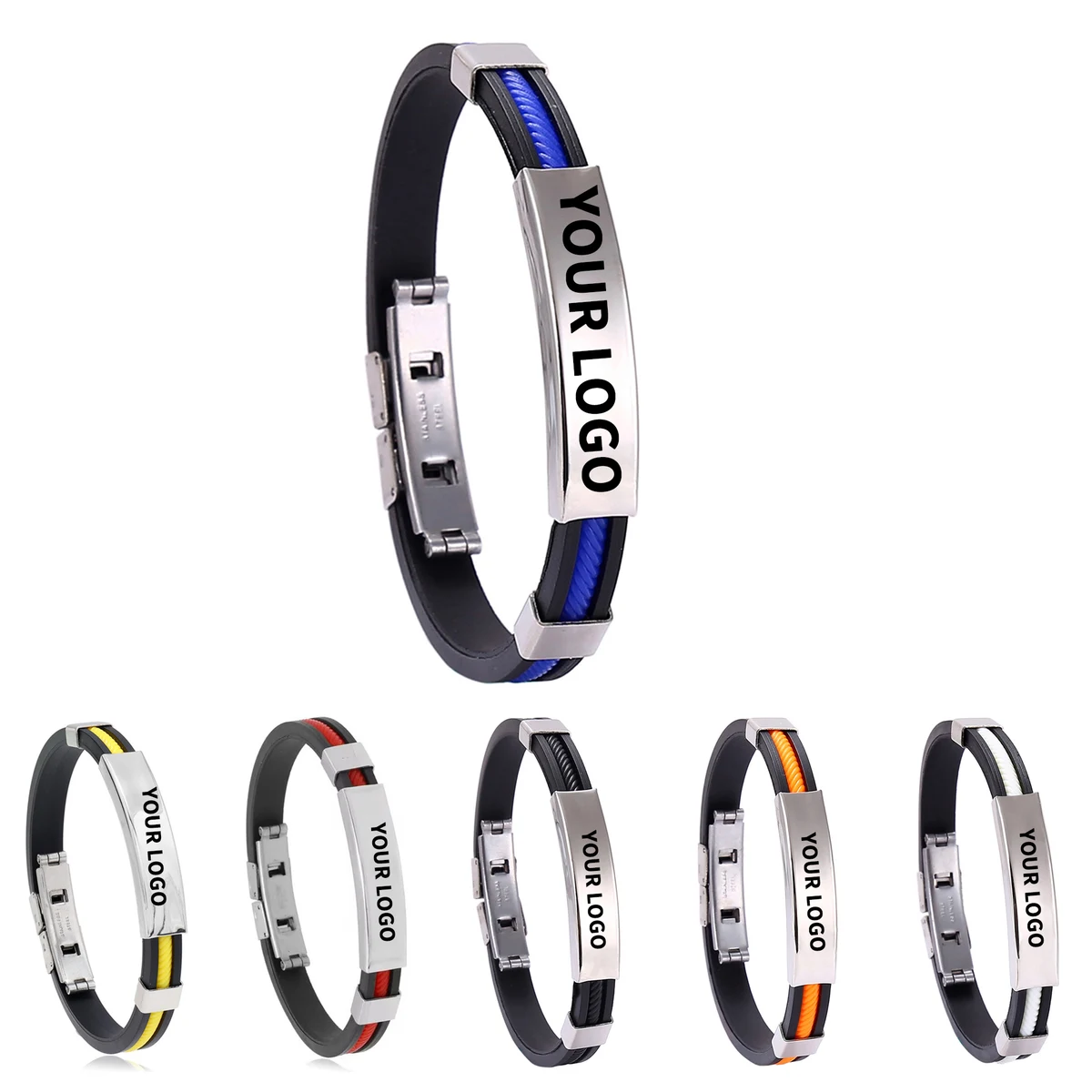 Titanium Silicone Bracelet 9.1" x 0.55" Adjustable 1
