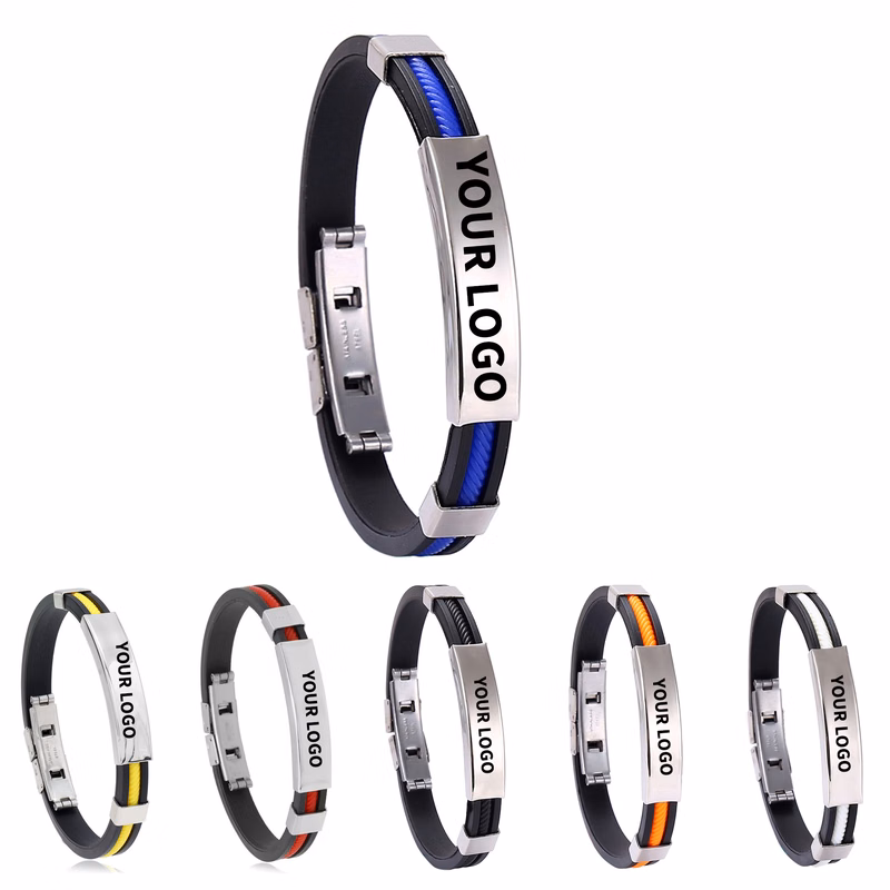 Titanium Silicone Bracelet 9.1" x 0.55" Adjustable