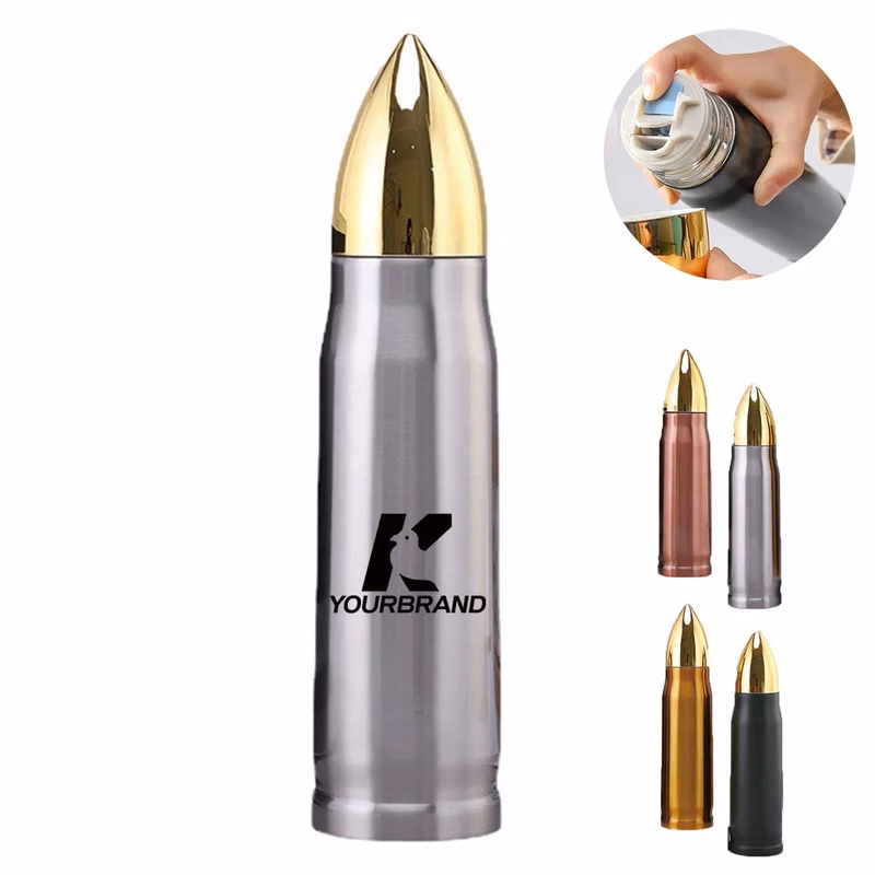 Unique 17oz 304 Stainless Steel Bullet Shape Water Bottle
