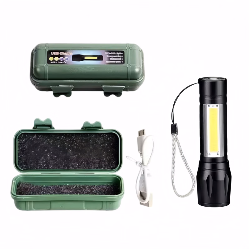 COB LED Flashlight With Storage Case