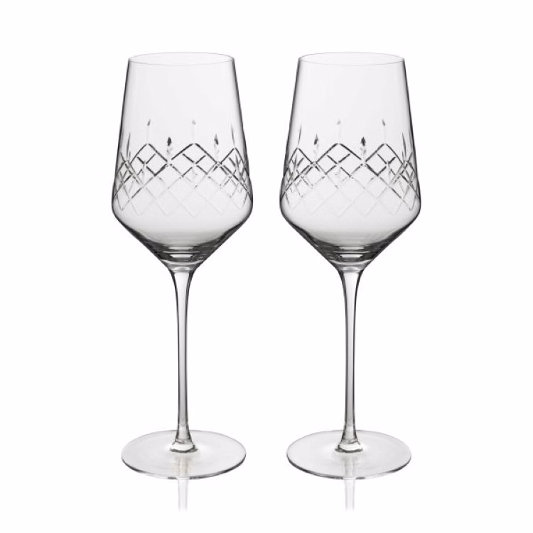 Viski® Admiral Cut Crystal Universal Wine Glasses, set of 2