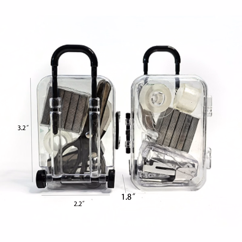 Transparent Portable Mini Trolley Office Desk Set