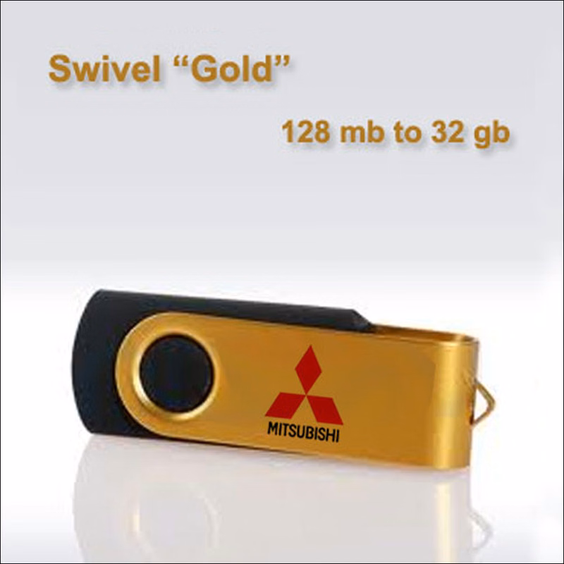 Swivel Gold Flash Drive / USB - 16 GB Memory