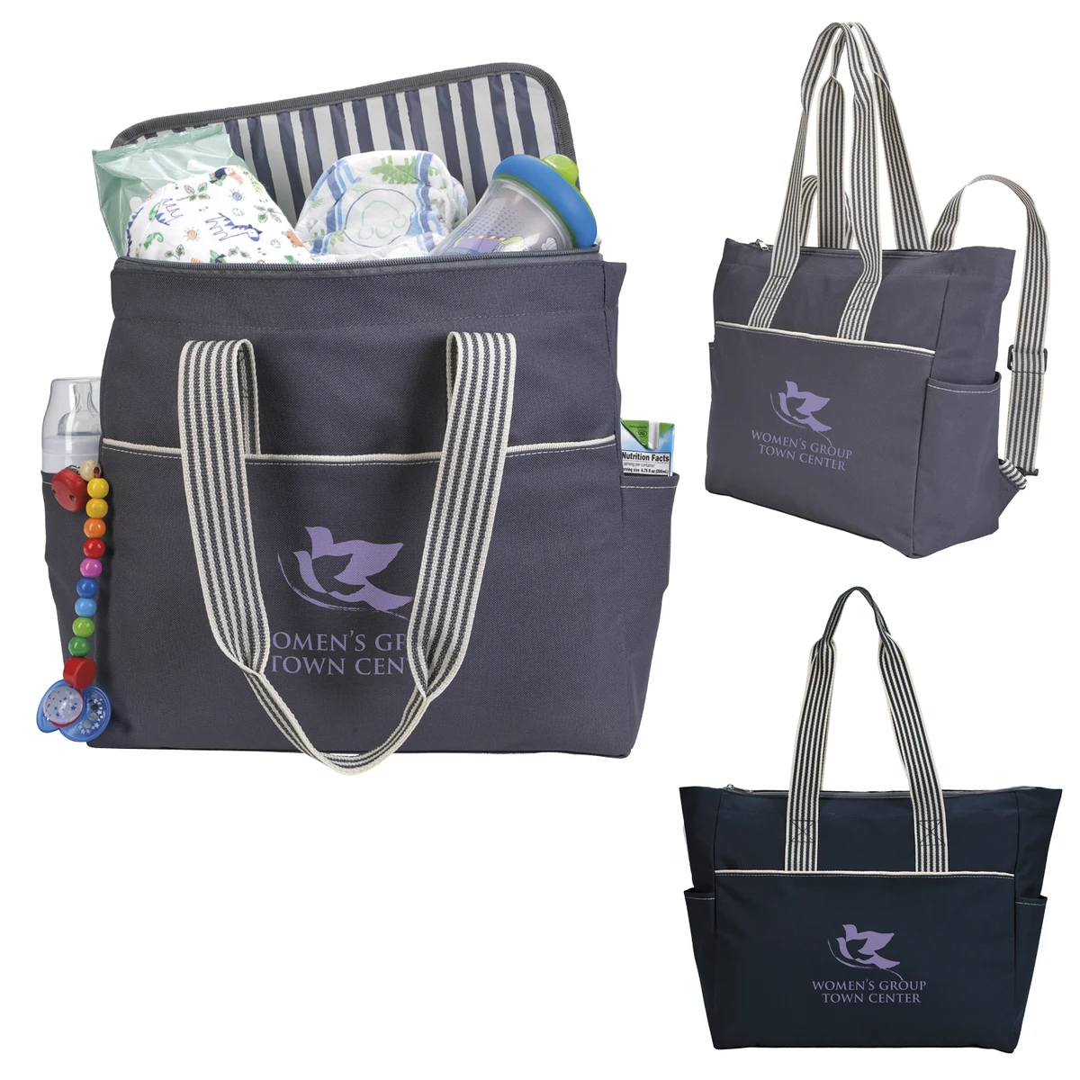 Atchison® Stripe Diaper Tote-Pack 1