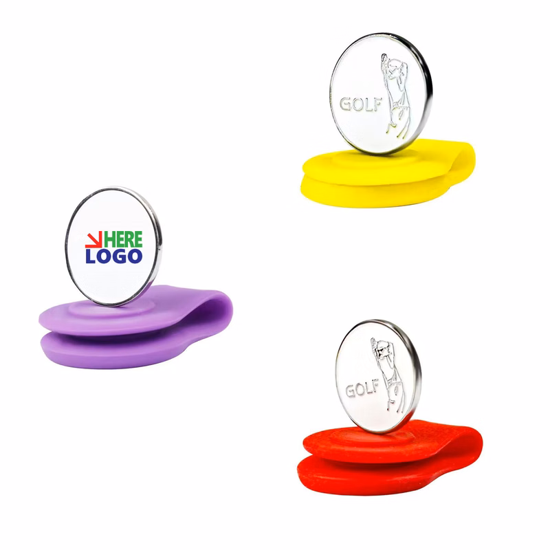 Full Color Silicone Golf Ball Marker Hat Clip Strong Magnetic