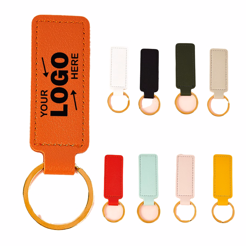 Custom Logo Multi-Color PU Leather Keychain Anti-Loss Tag