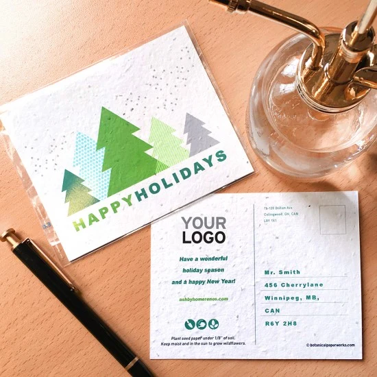 Modern Trees Plantable Holiday Postcards 1