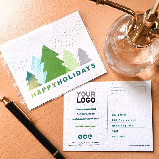 Modern Trees Plantable Holiday Postcards