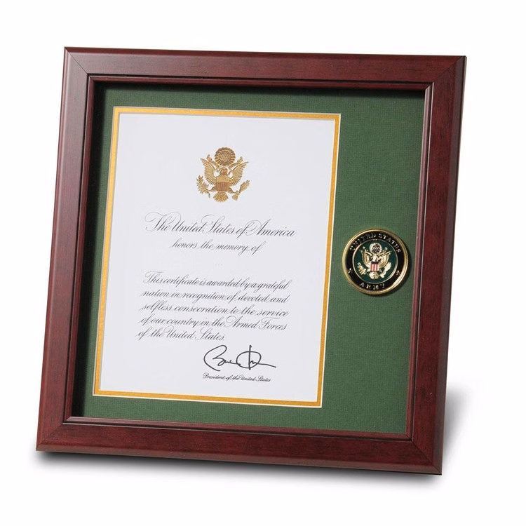 U.S. Army Medallion 8-Inch by 10-Inch Presidential Memorial Certificate Frame