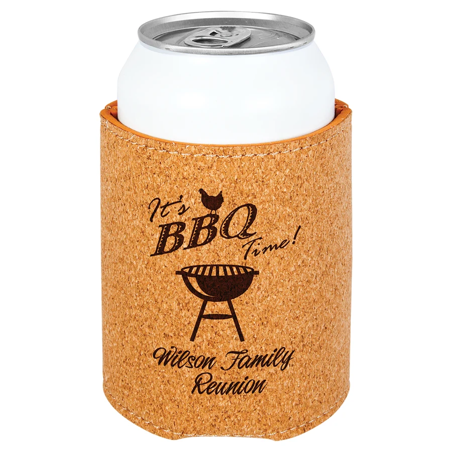 3 3/4" Cork Beverage Holder, custom koozie with logo imprint 1