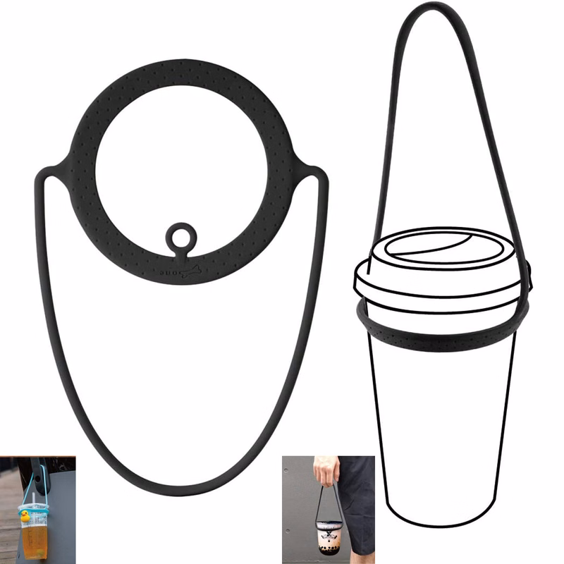 Reusable Takeout Silicone Coffee Carrier with Handle Tie