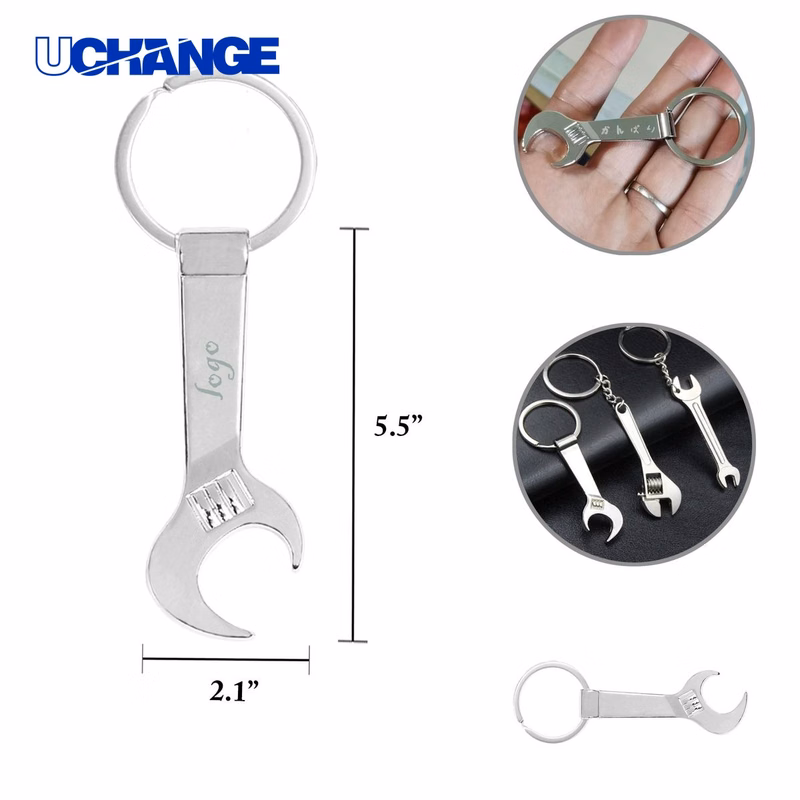 Metal Wrench Bottle Opener Keychain