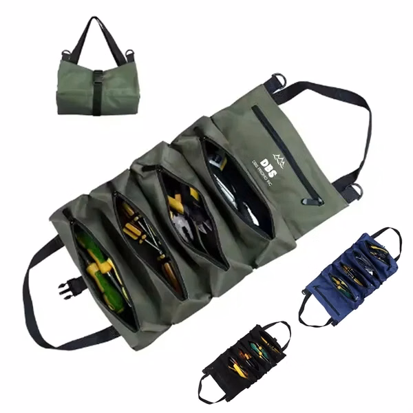 Roll-Up Tool Bag with 5 Zippered Pockets