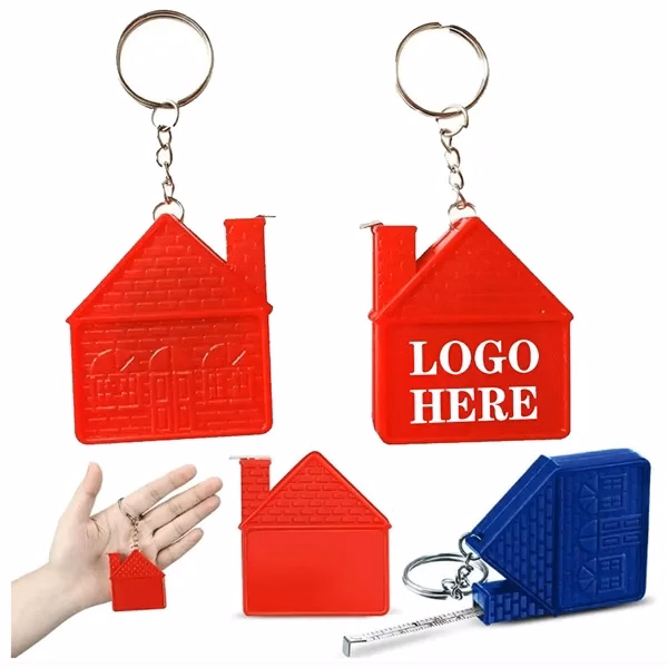 Custom House-Shaped Tape Measure Keychain 3 Feet — Real Estate Agent Giveaway