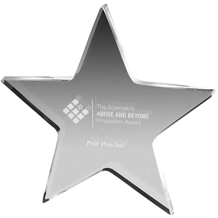 Clear Star Paper Weight (5"x 5"x 3/8") Laser Engraved 1