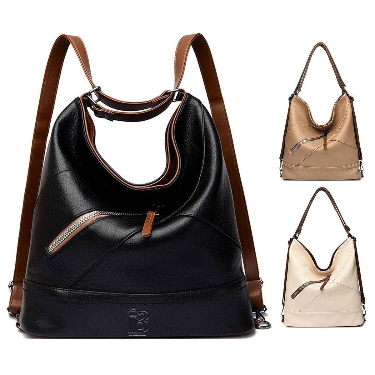 Large capacity genuine leather tote bag, custom tote bag with logo imprint 1