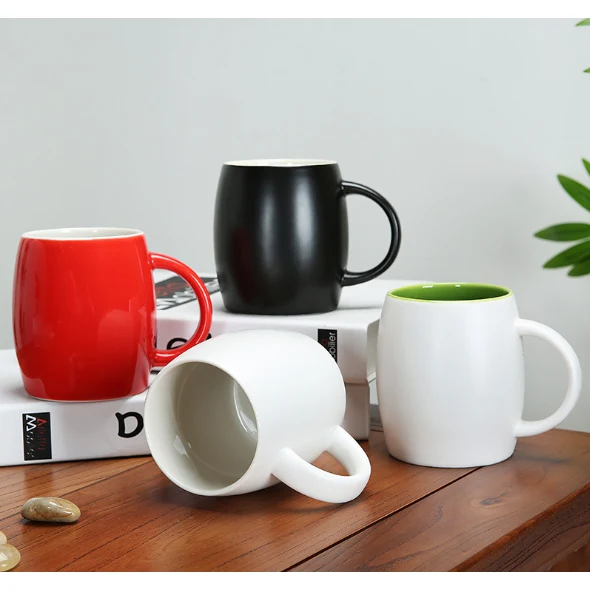 Ceramic big belly cup color glaze barrel mug 1