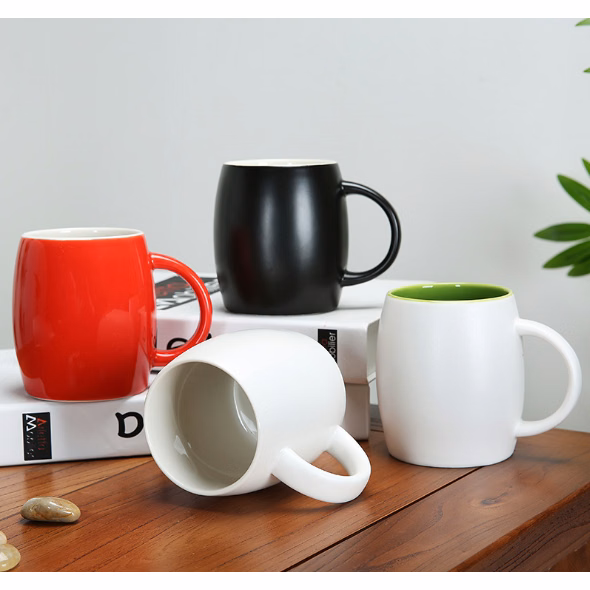 Ceramic big belly cup color glaze barrel mug
