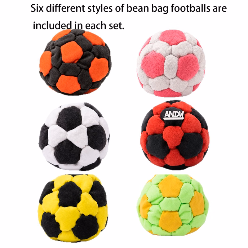 6 Pack 2.5 in Plush Soccer Footbag