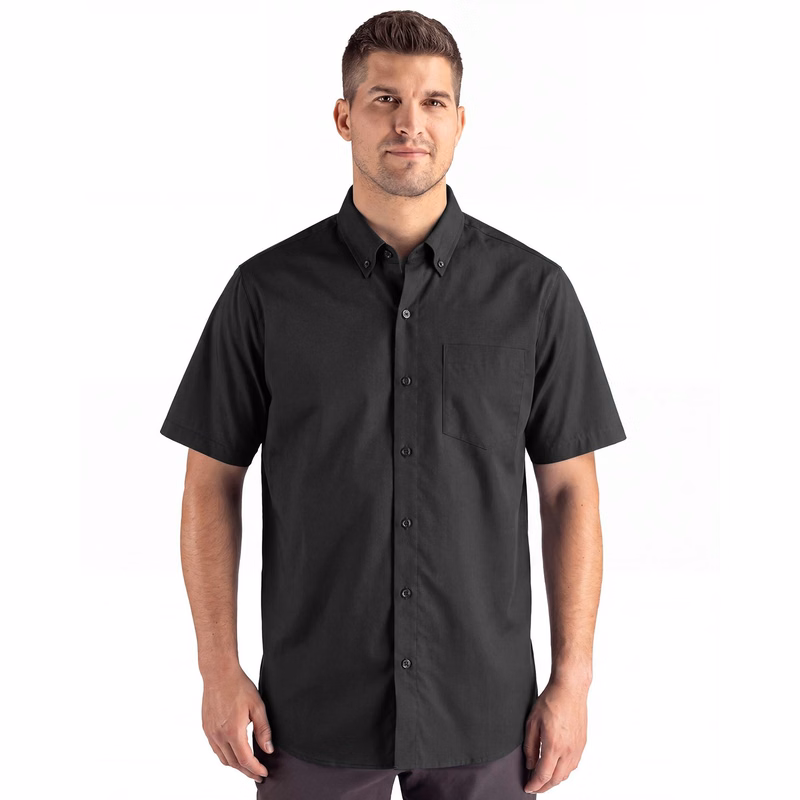 Clique Hustle Recycled Mens Short Sleeve Button Down Shirt