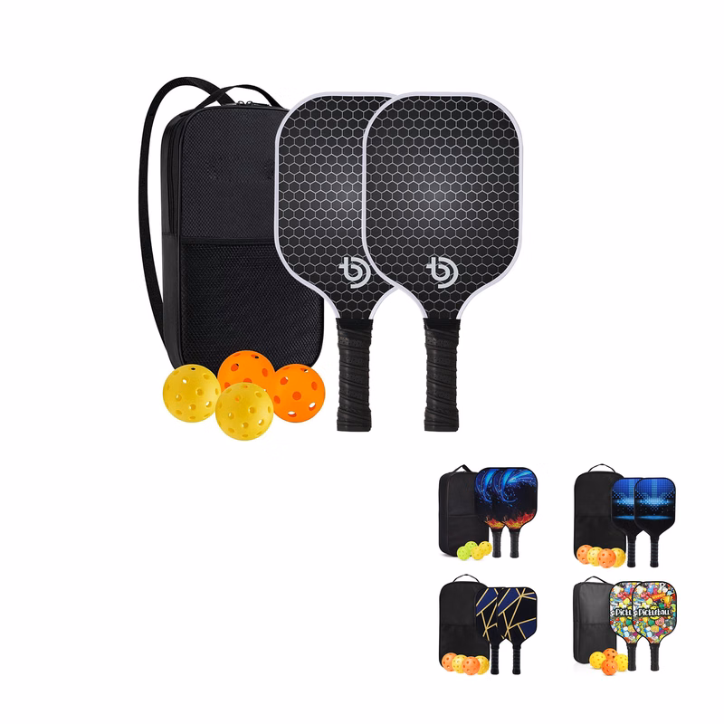 Full Color 2Sided Carbon Fiber Pickleball Paddles Set