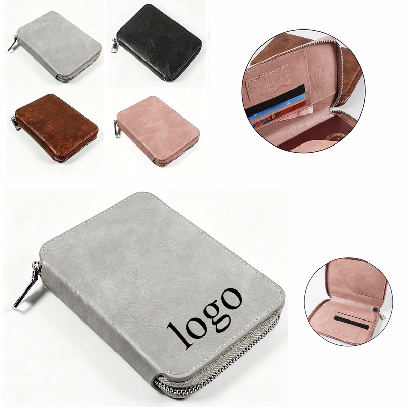 Compact Zippered Card & Passport Organizer
