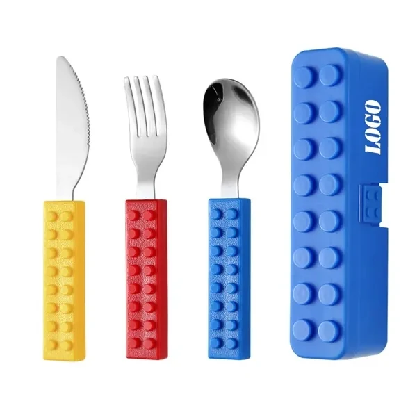 Kids' Building Block Cutlery Set (Fork, Spoon, Knife) for Home, Events and Gifting 1