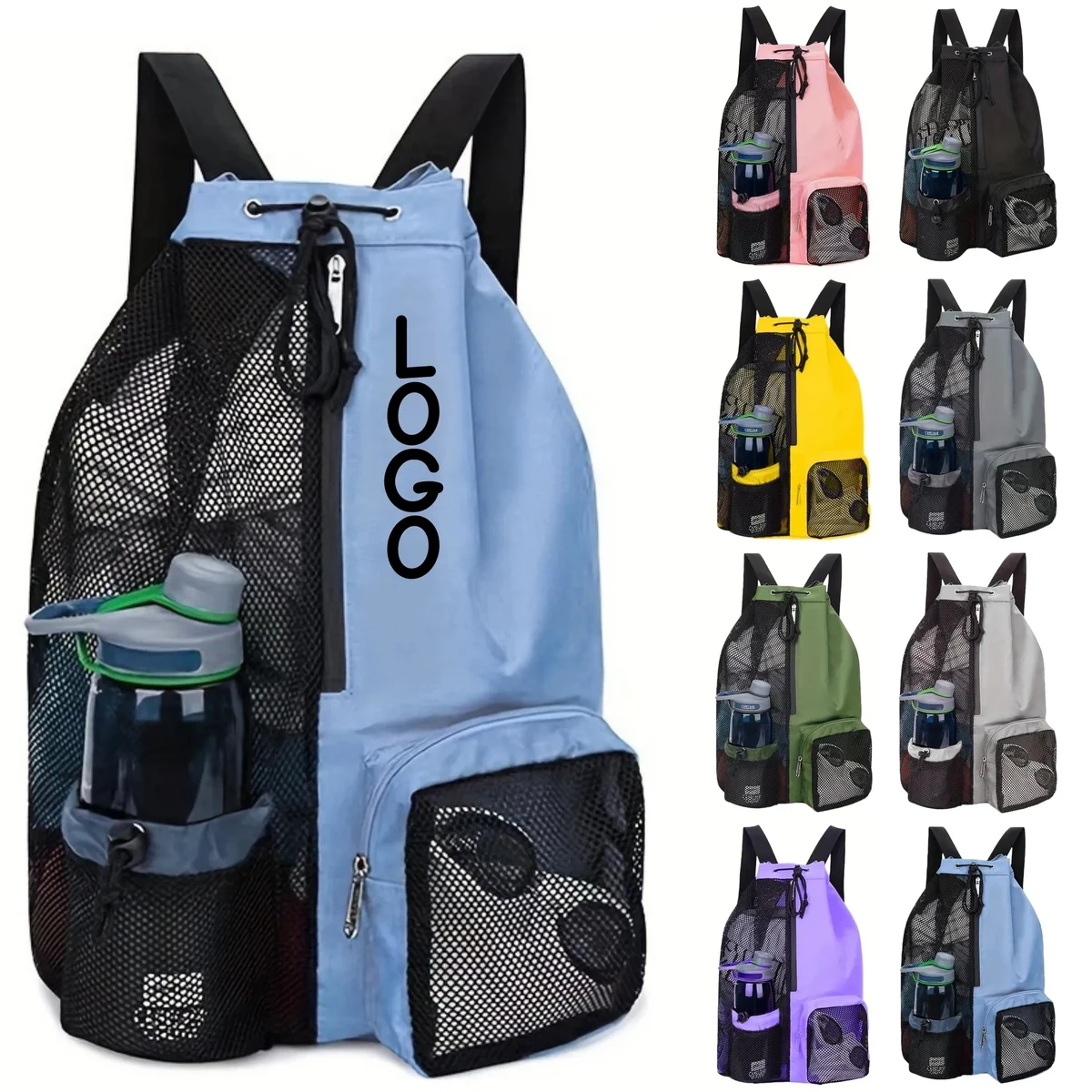Mesh Drawstring Backpack For Swimming Beach Pool 1