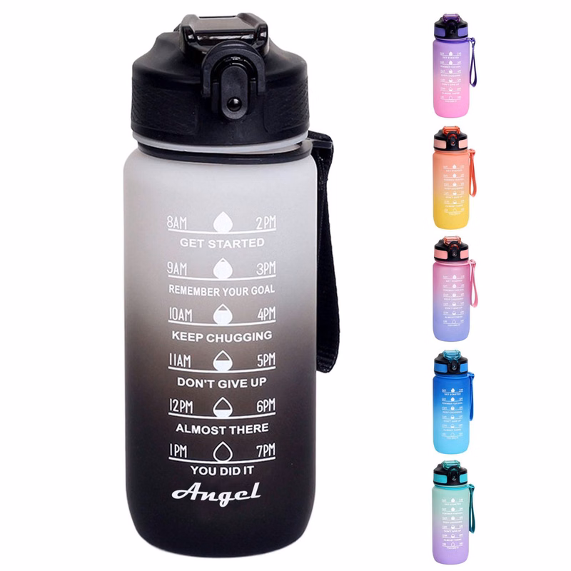 20oz Gradient Plastic Sports Bottle Lockable Straw Lid