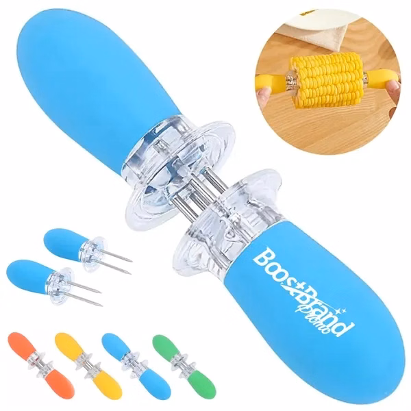 Custom Corn on the Cob Holder Set with Sturdy Pins Easy Grip Handles — BBQ Essential