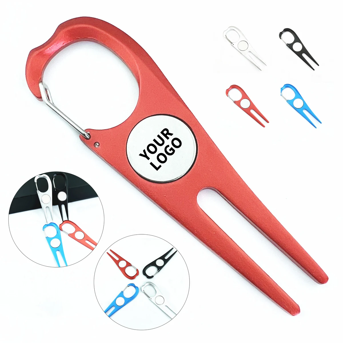 Aluminum Golf Divot Repair Tool With Magnetic Feature And Groove Cleaner 1